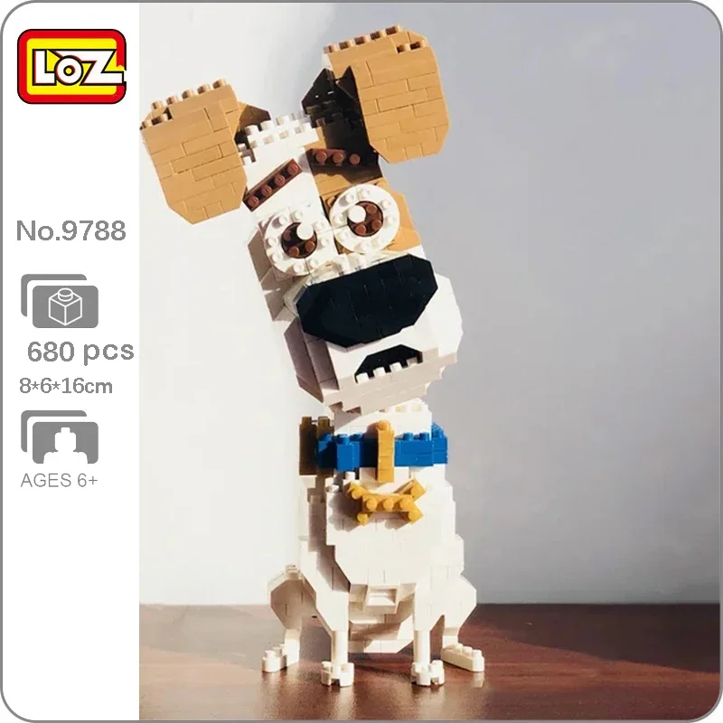 

LOZ 9788 Animal World Jack Russell Terrier Dog Bone Collar Pet Doll Mini Diamond Blocks Bricks Building Toy For Children No Box