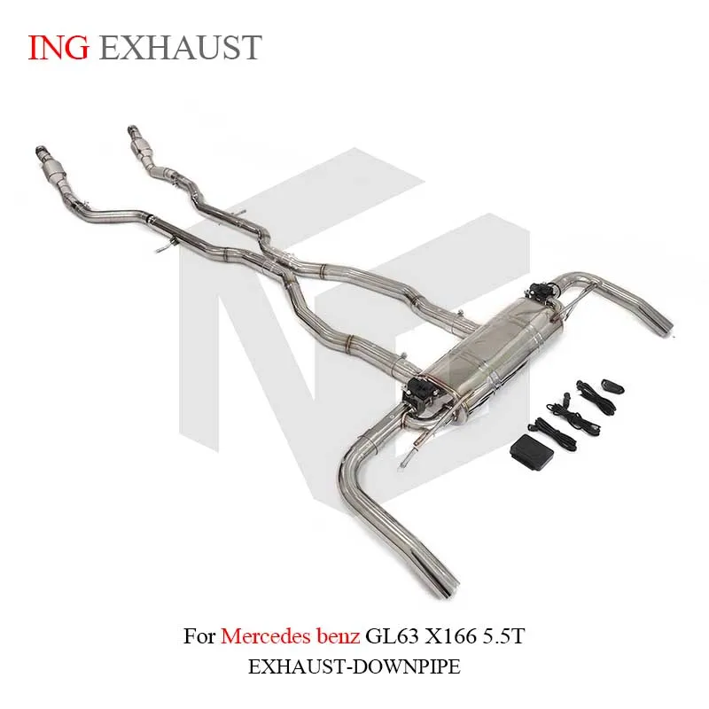 ING Exhaust Full SS304 Electric Valve Catback for BMW GL63 X166 5.5T Remote Sport Muffler Cat DownPipe Accessories System