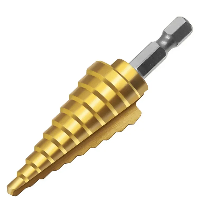 تشغيل المعادن 4-22 مللي متر 10 خطوات الحفر HSS التيتانيوم تصفيح 1/4 "عرافة عرقوب خطوة مخروط مثقاب الخشب ثقب القاطع أداة