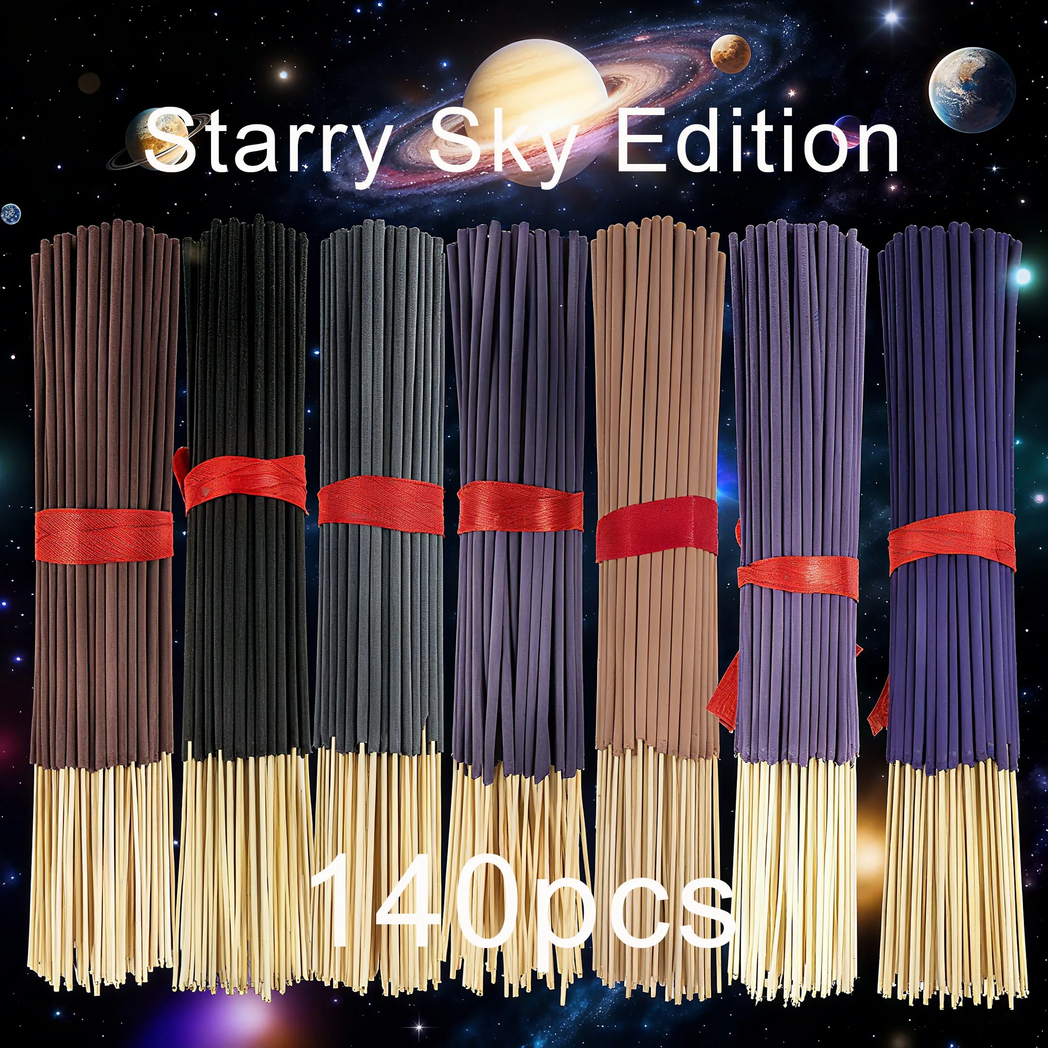 7 Sets mit je 140 Räucherstäbchen, Erhältlich in vier Saison-Sets: Rose, Lavendel, Sandelholz, Jasmin, Minze, Kirschblüten, Kräuter und Drachenblut-Holz, mit je 20 Stäbchen pro Packung, Geeignet für