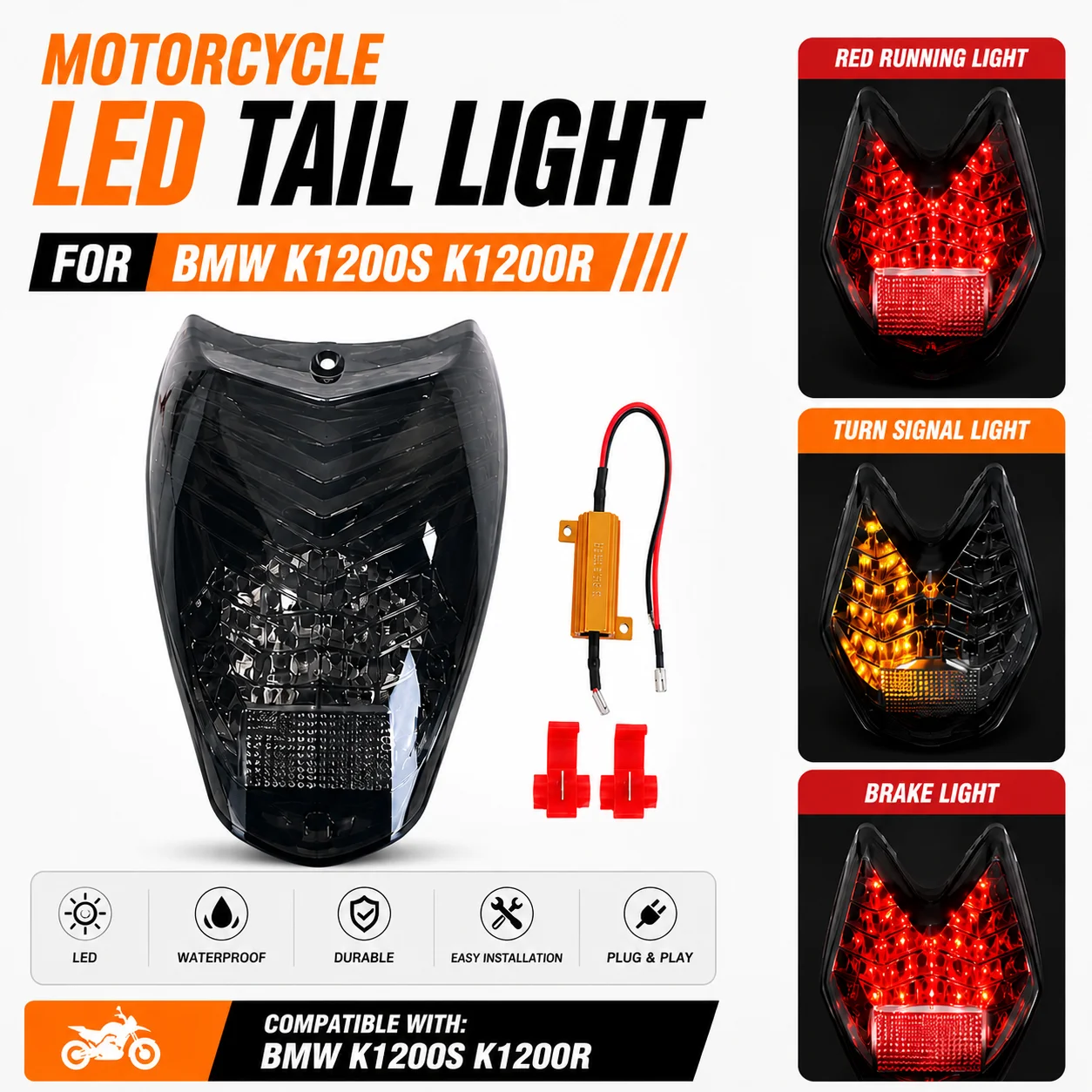 Motorcycle LED Turn Signal Tail Light Taillight For BMW  K1200S K1200R