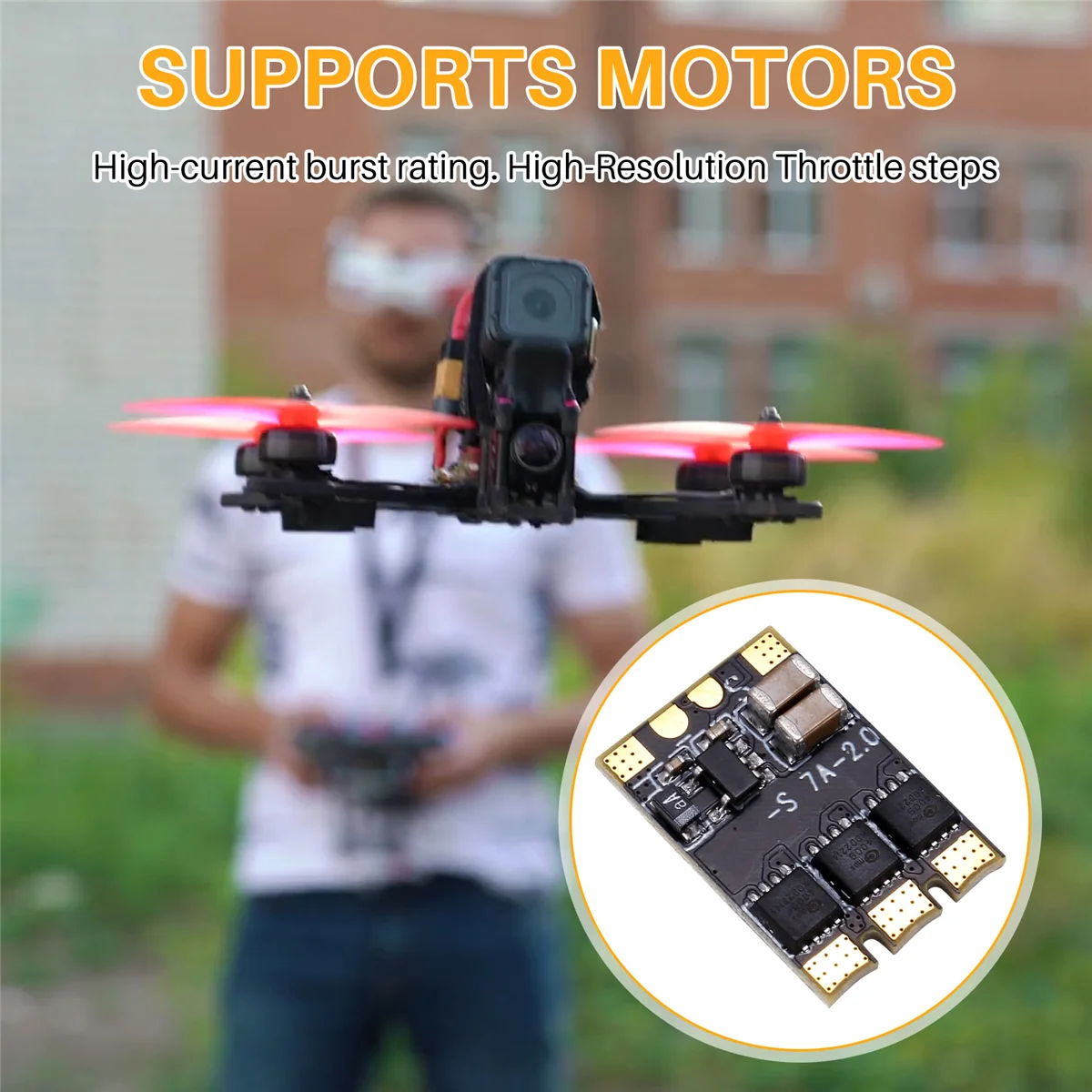 7A BLheli S RC ESC Mini controlador de velocidad para Dshot600 / Dshot300 / Oneshot42 1-2s para DIY Dron de carreras con visión en primera persona