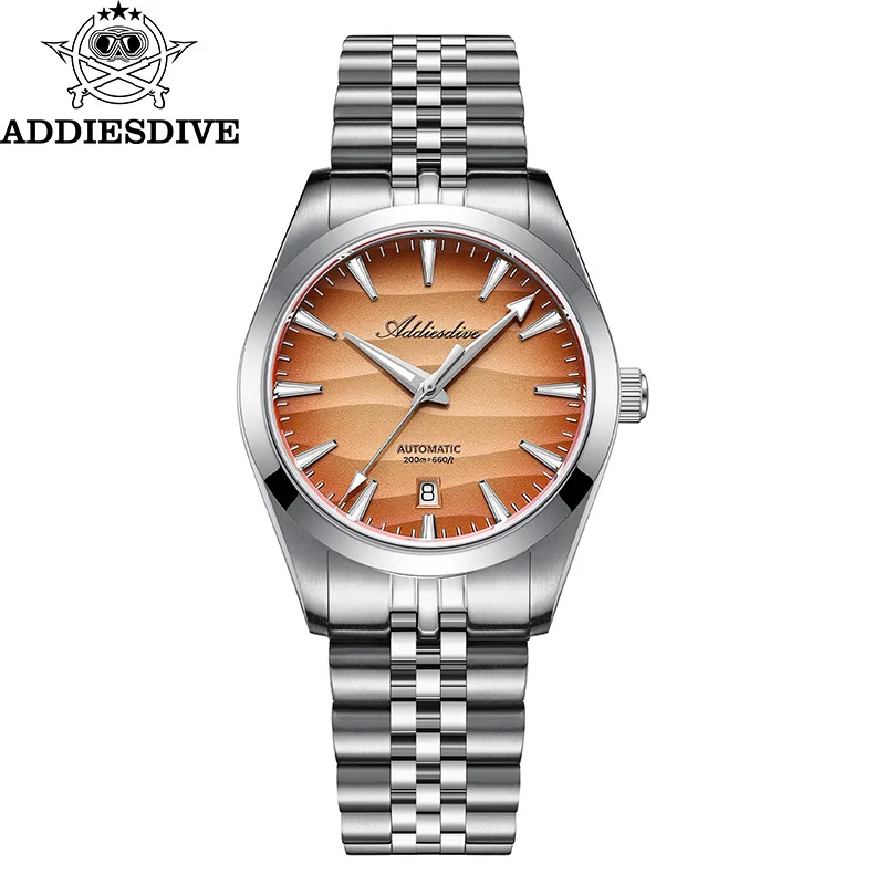 ADDIESDIVE Men Watch 39mm Sapphire Glass Sand Dial Automatic 8215 Mechanical Wristwatch 200m Waterproof Luminous Diving Watches