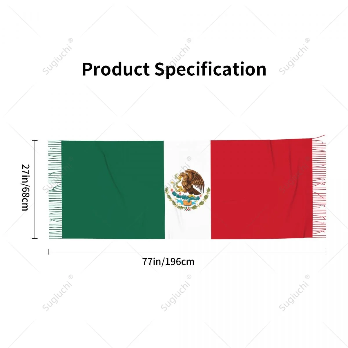 Mexico Flag Mexican Scarf Pashmina Warm Scarves Shawl Wrap Hijab Spring Winter Multifunction Unisex