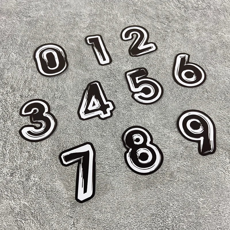 1PC 0123456789 Black Number Waterproof Vinyl Sticker, Decal for Motorcycle Fuel Tank Helmet Electric Scooter Car Window Decor