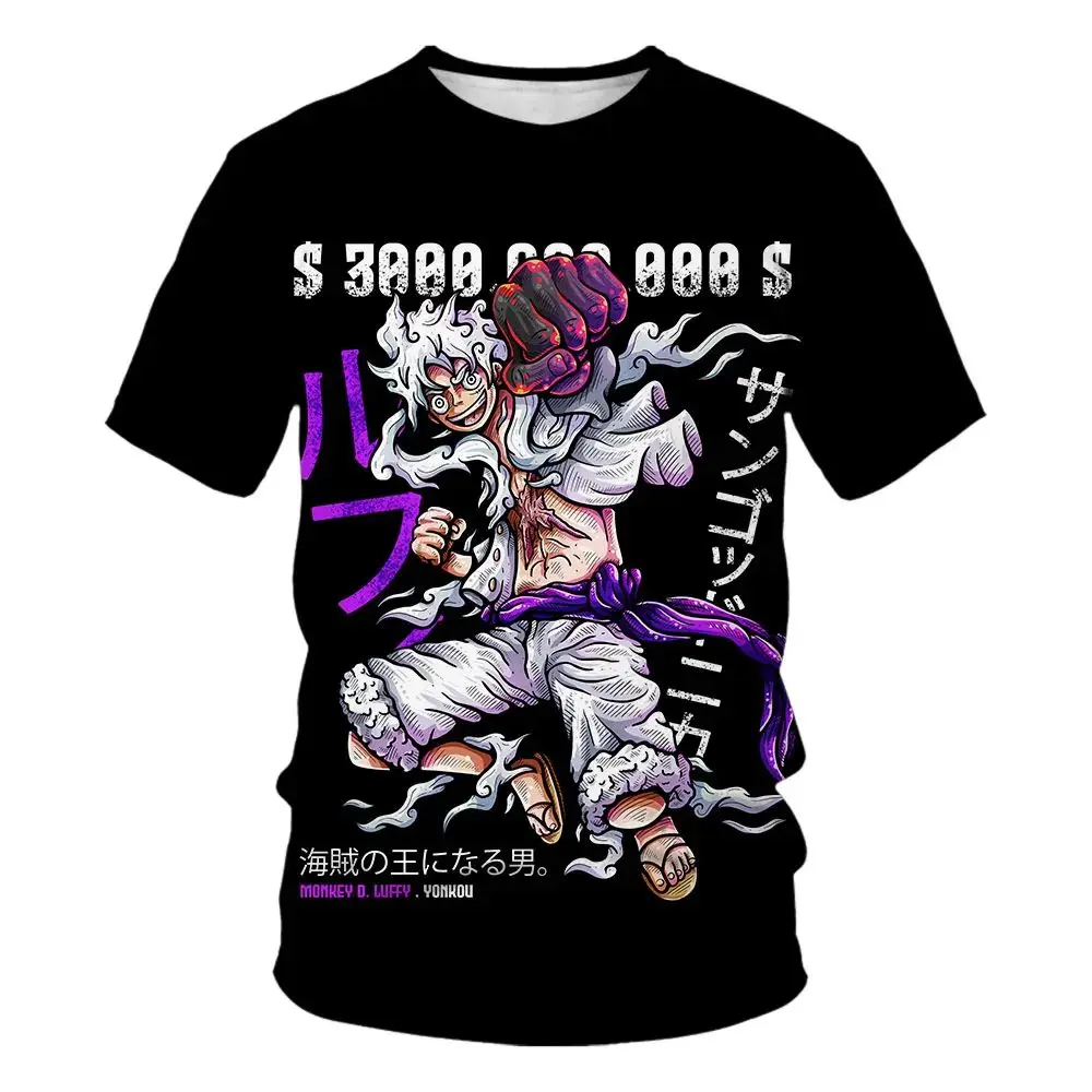 Trendy Unisex Crew Neck Collectible One Piece Luffy Anime Gear 5 Tee Soft Tops Ideal For Night Out And Casual Street Style Looks