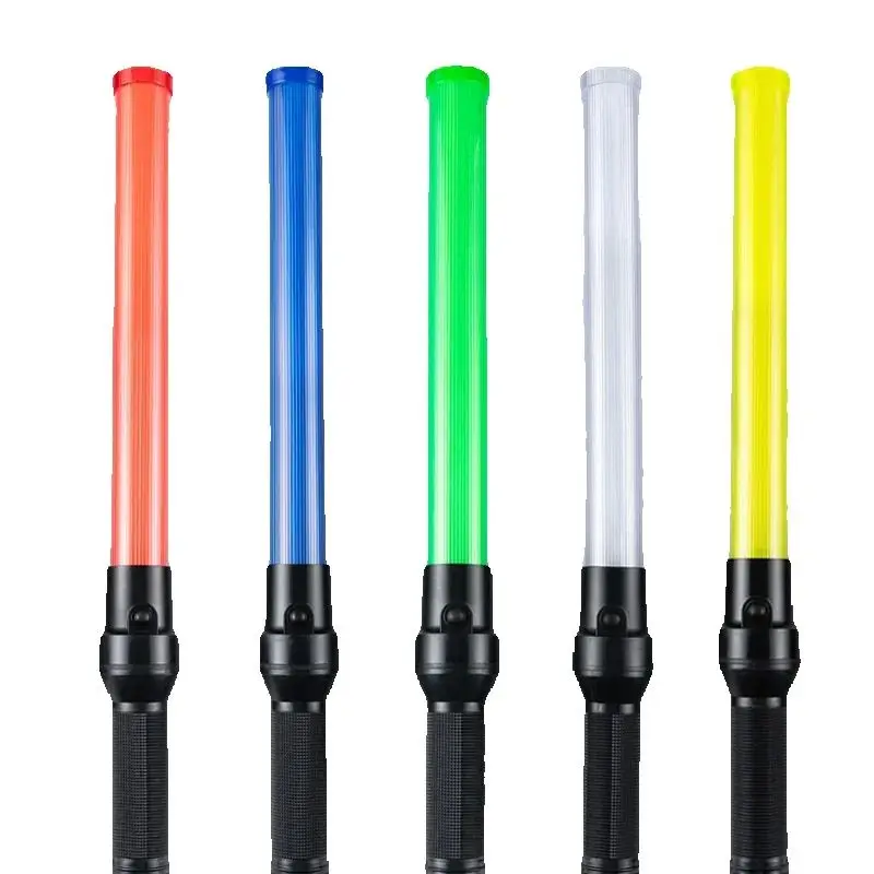

54cm Built-in Rechargeable Battery Red Green Yellow Blue LED Traffic Road Safety Signal Warning Light PVC Tube Traffic Stick
