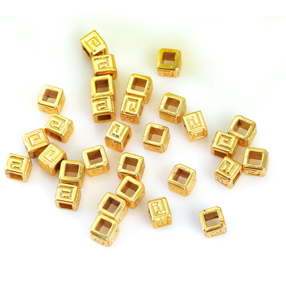 Square Transfer Beads Diy Accessories Bracelet Necklace Separated Beads Sand Gold Accessories 100pc Package Gold Color Protectio