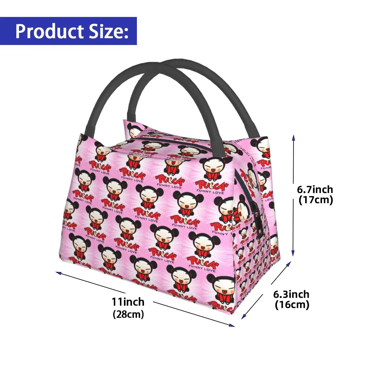 Pucca Insulated Lunch Bag for Women Children Portable Food Boxes Thermal Lunch Box Tote