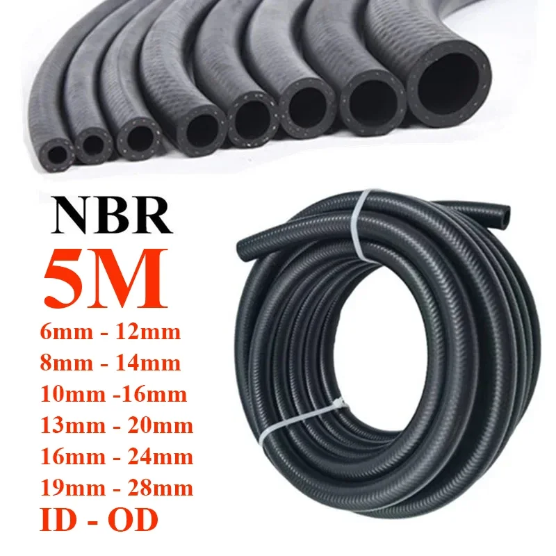 5 Meter NBR Petrol Diesel Oil Resistant Rubber Tube Hose 6 8 10 13 16 19mm Inter Diameter Flexible High Pressure Automobile Pipe