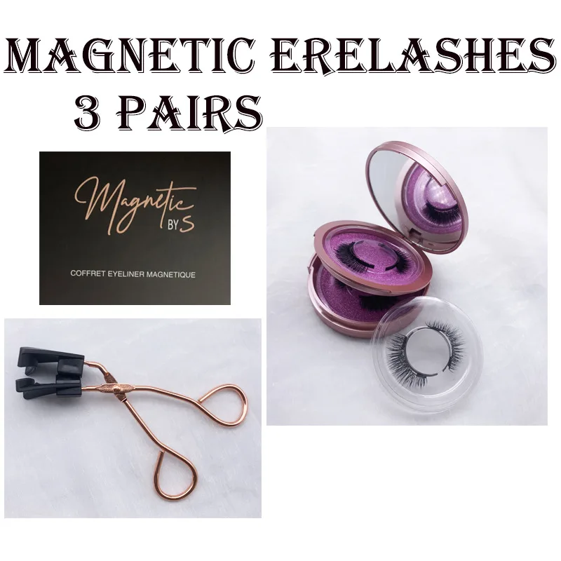 Hot-selling 3 pairs magnetic eyelash set, magnetic two-second wear natural simulation, manufacturer false eyelashes