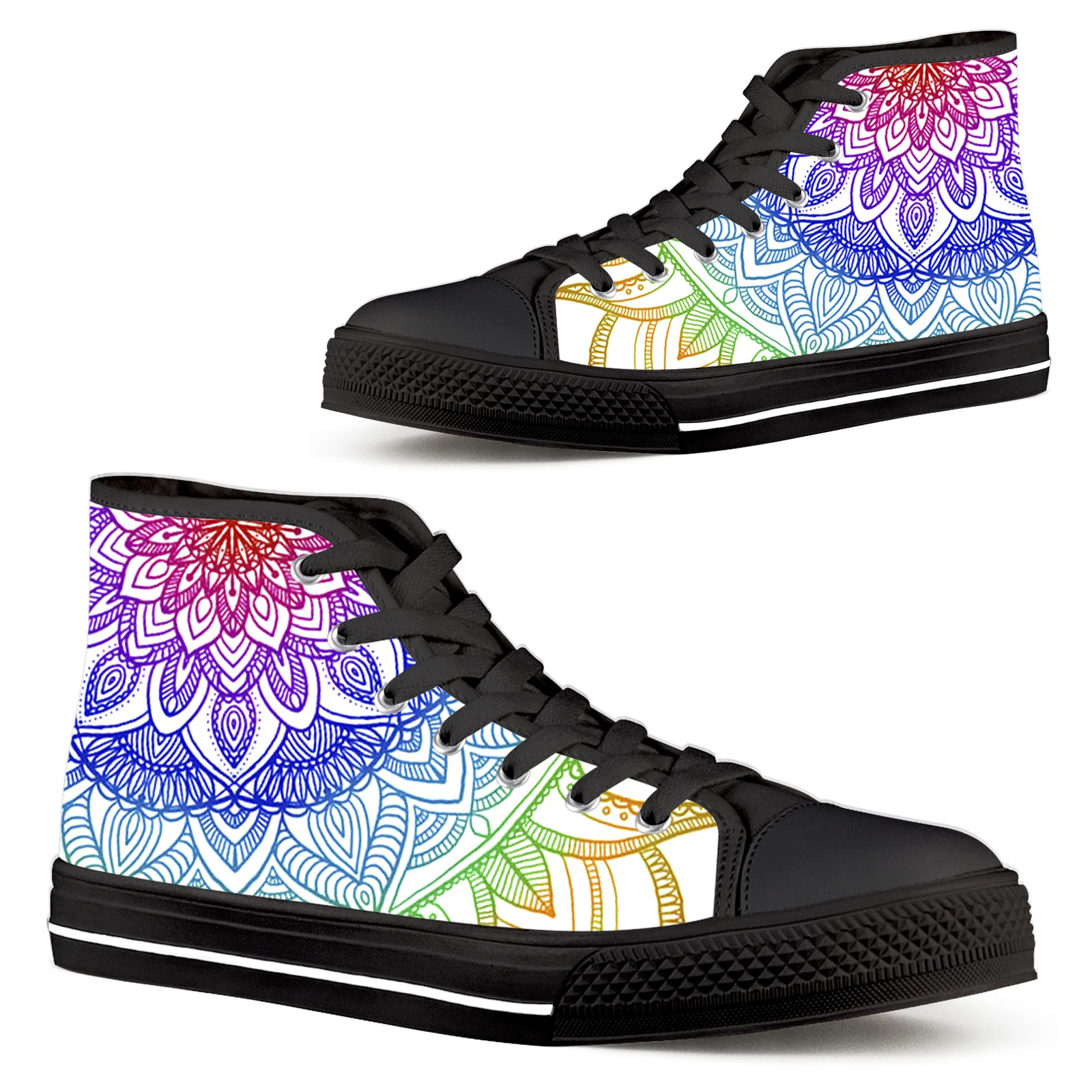 

ELVISWORDS Color Gradient Women's Shoes Boho Mandala Design Brand Casual Sports Shoes Youth Canvas Shoes Outdoor Casual Shoes