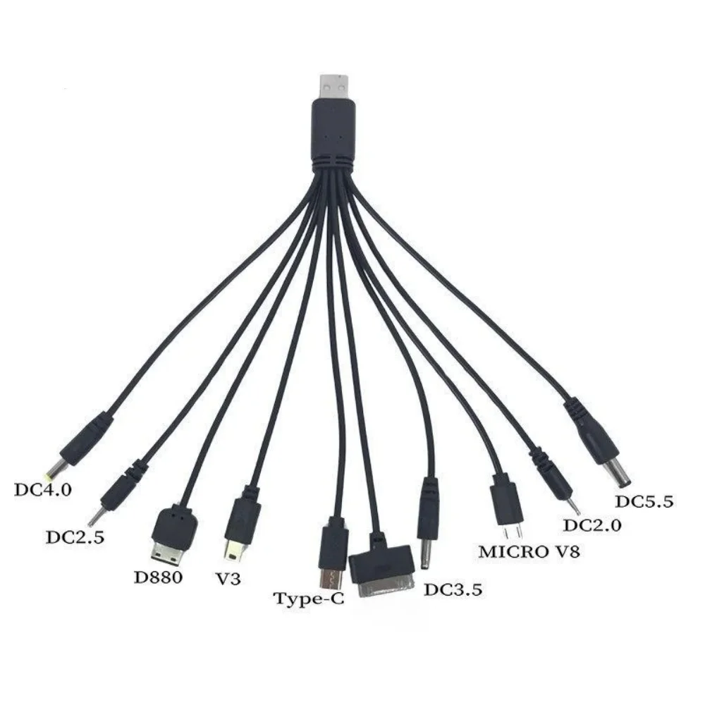 20 cm USB-Ladekabel, universell, 10-in-1, Micro-USB-DC-Handy-Ladeadapter, 10-in-1 USB-auf-Multi-Port-USB-Kabel, Handy-Ladekabel, Multi-Head-Ladekabel für Samsung, Reise-Ladekabel