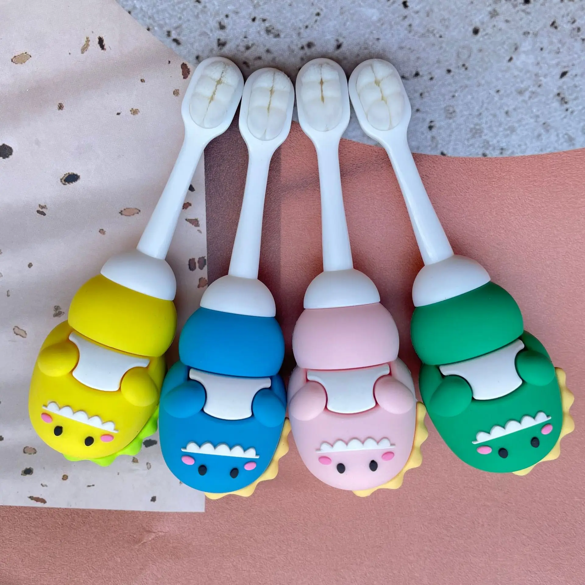

1PC Color Random Ten Thousand Hairs Children's Toothbrush 2-6Year-Old Infants Cartoon Dinosaur Soft-Bristle Toothbrush Wholesa