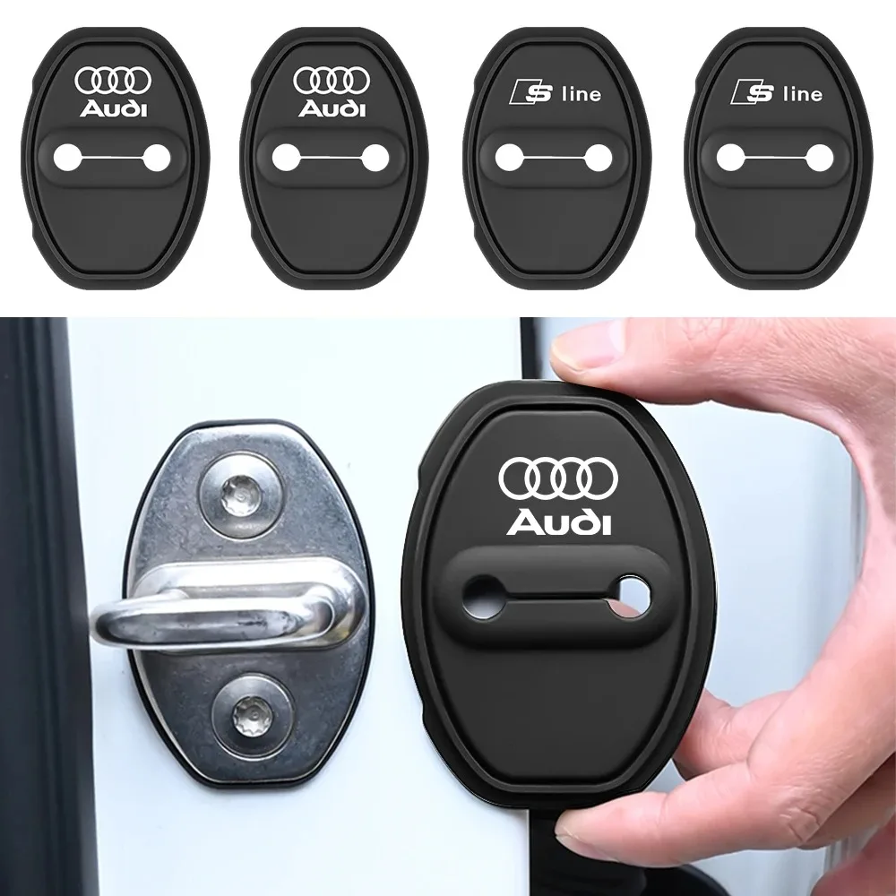 2/4pcs Car Door Mute Damping Cushion Silicone Door Lock Buckle Cover For Audi sline A4 B7 B8 B9 A3 8P 8V 8L A5 A6 C6 C5 C7 4F A1