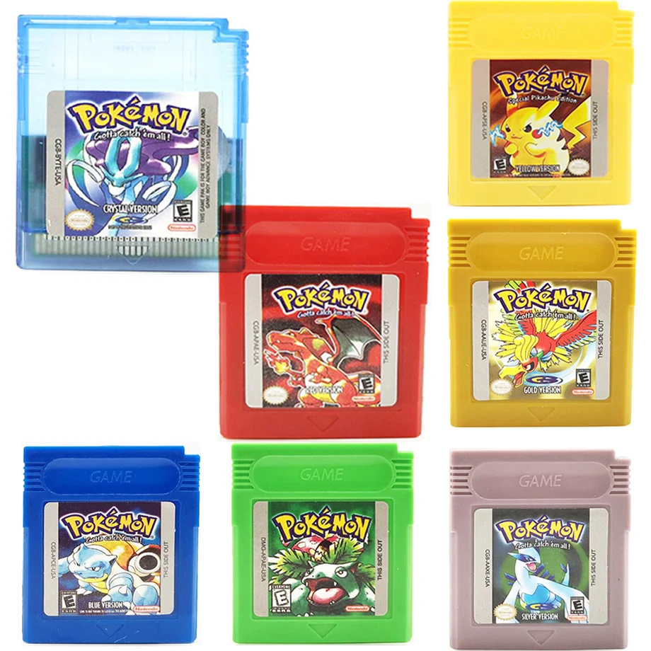 Pokemon Series English Version 16 Bit GBC Game Cassette Classic Red Green Crystal Silver for GBC Video Game Cartridge Console