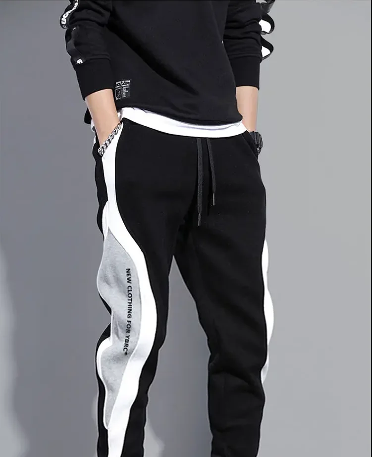 

Повседневные брюки мужские осенне-зимние новые стильные свободные 9-дюймовые модные трендовые спортивные брюки с цветными блоками на щиколотке