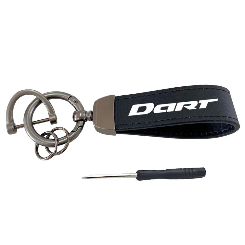 Top Layer Cowhide Key Chain Keyrings Lanyard For Dodge Dart Car Accessories Custom Logo