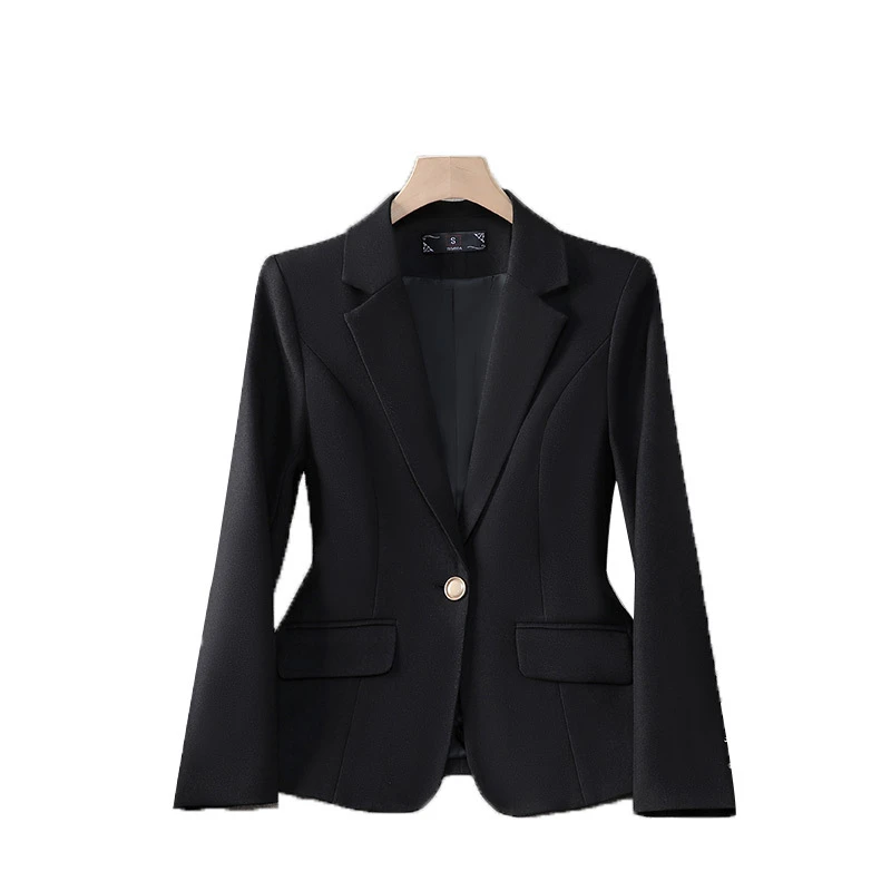 Imagem -06 - Blazer Formal Feminino de Manga Longa Azul Café Preto Feminino Negócios Roupa de Trabalho Jaqueta Outono Inverno Moda S4xl