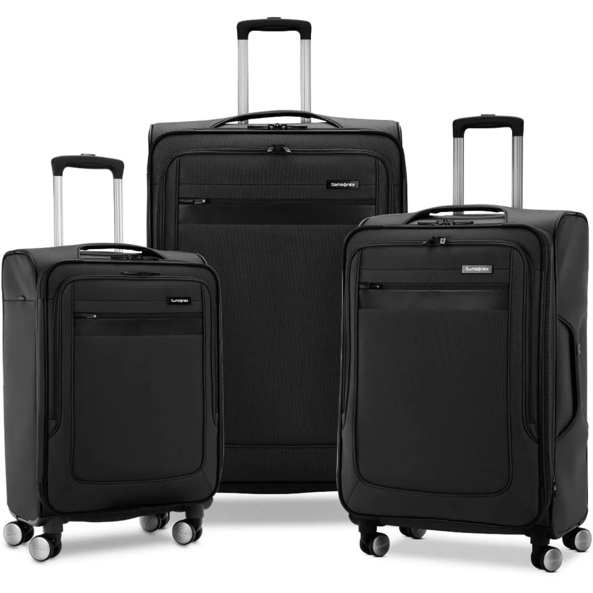 Samsonite Ascella 3.0 bagaglio espandibile Softside con ruote Spinner, nero, SET 3 pezzi