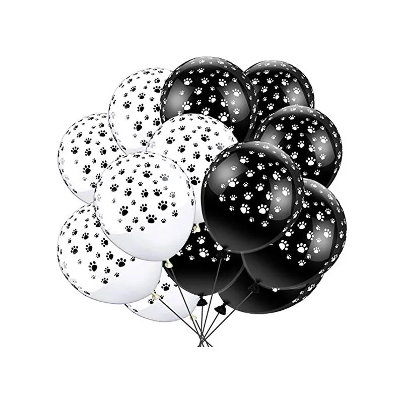 Paws Latex Balloons 10/20/30Pcs White Black Dog Paw Print for Baby Shower Paw Theme Kids Party Decoration Supplies