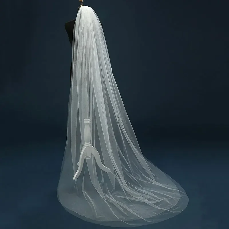 Tulle Sheer White Ivory Wedding Bridal Veils Cathedral for Bride 11059-2 Vive Les Mariés Bride Veil Long