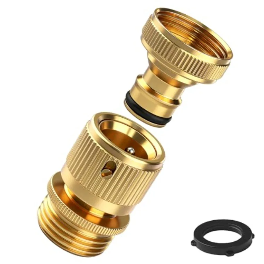 

Garden Hose Quick Connect Fitting 3/4 Inch GHT Solid Brass Quick Release Hose Connector Leak-Proof Hose Quick Connect Fittings