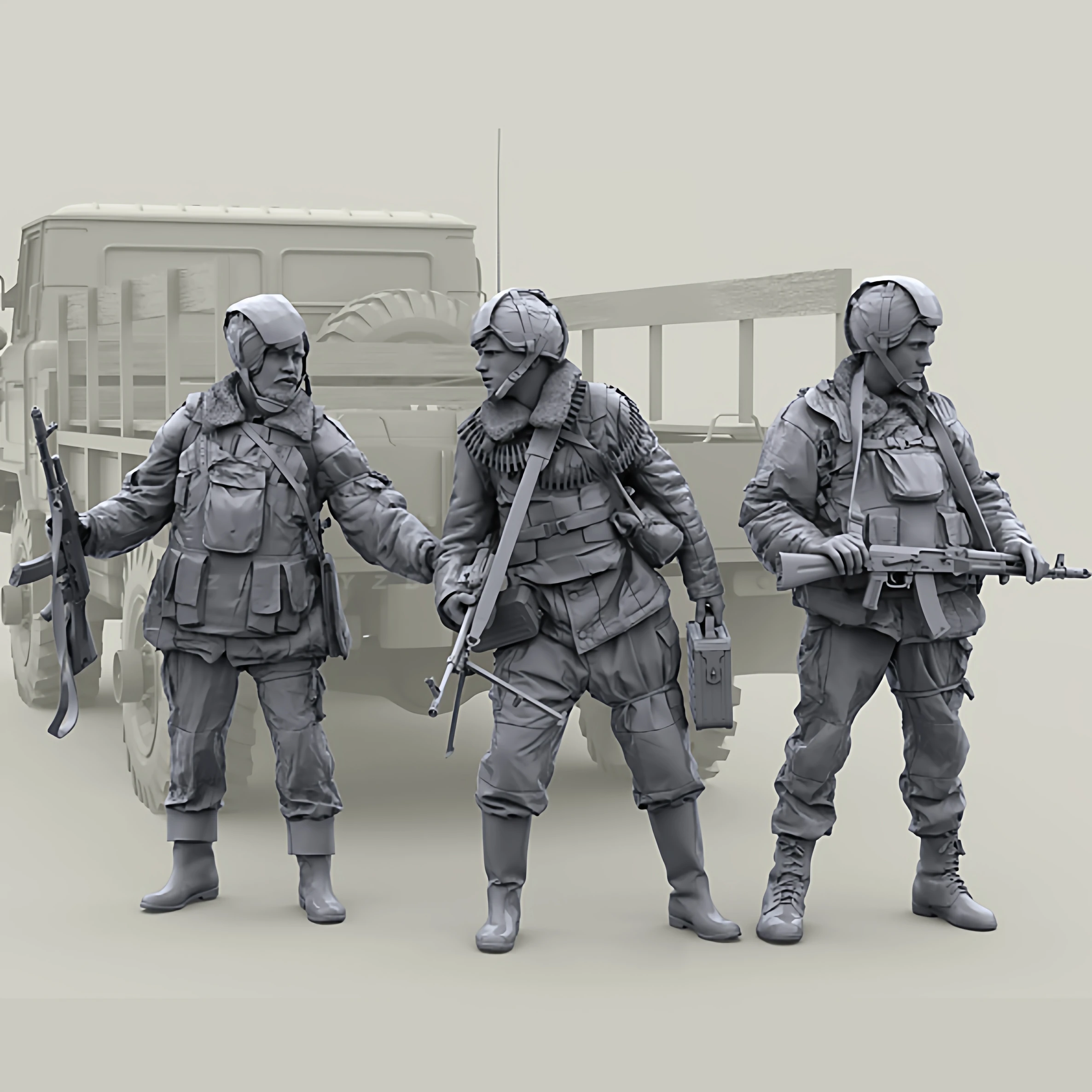 

1/35 Resin Soldier model kits figure colorless and self-assembled（3-Person Set） A-2152