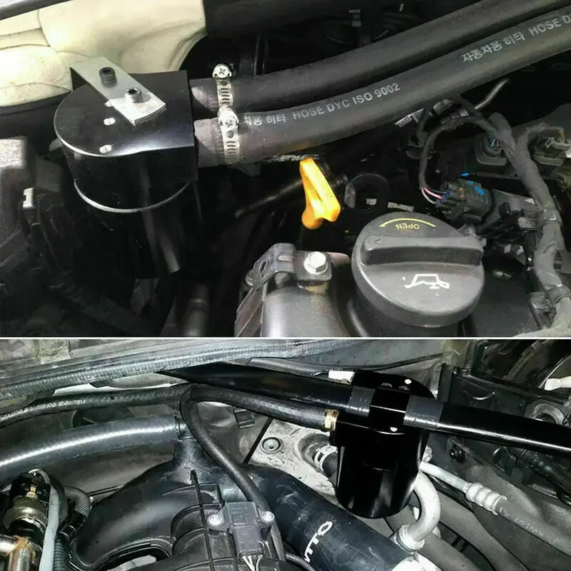 Universal Aluminum Alloy 2L Oil Catch Can Tank For 2006-2011 E90 Sedan 335i 335xi E91 Touring 335i 335xi Black OCC-1005