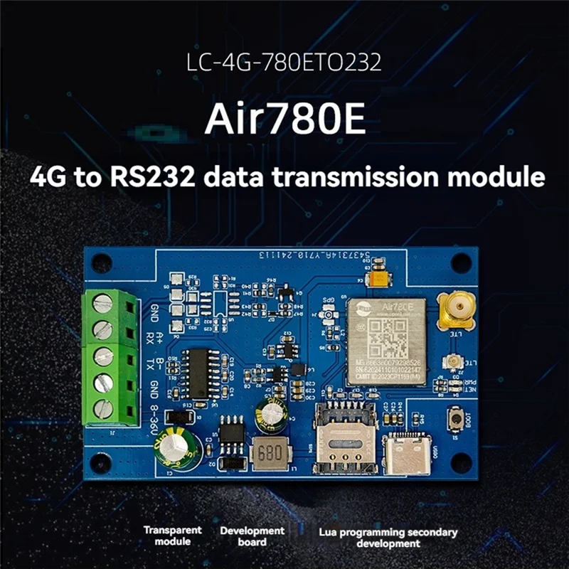 AAAEL-Air780e Module de Transmission de données 4G vers RS232 Module 4G vers RS232 développement LUATOS Module RS232 vers 4G