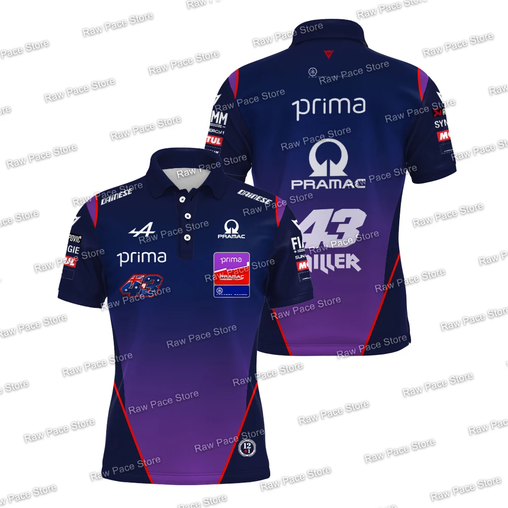 Camiseta Polo del Equipo de Carreras Jack Miller 43 para Hombre, Camiseta Deportiva Transpirable para Exteriores, Toprak Razgatlioglu Moto Casual, Talla Grande 6XL