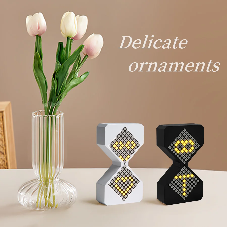 2025 Creative Electronic Timer 3D Hourglass Ornament For Bedroom Kitchen Workshop My World Pixel Style Ambient LED Night Lights