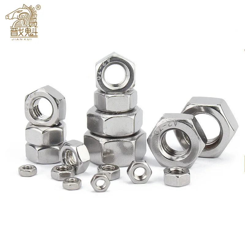 5/ 10/ 20/ 50pcs M1 M1.2 M1.4 M1.6 M2 M2.5 M3 M3.5 M4 M5 M6 M8 304 Stainless Steel Hex Hexagon Nut DIN934