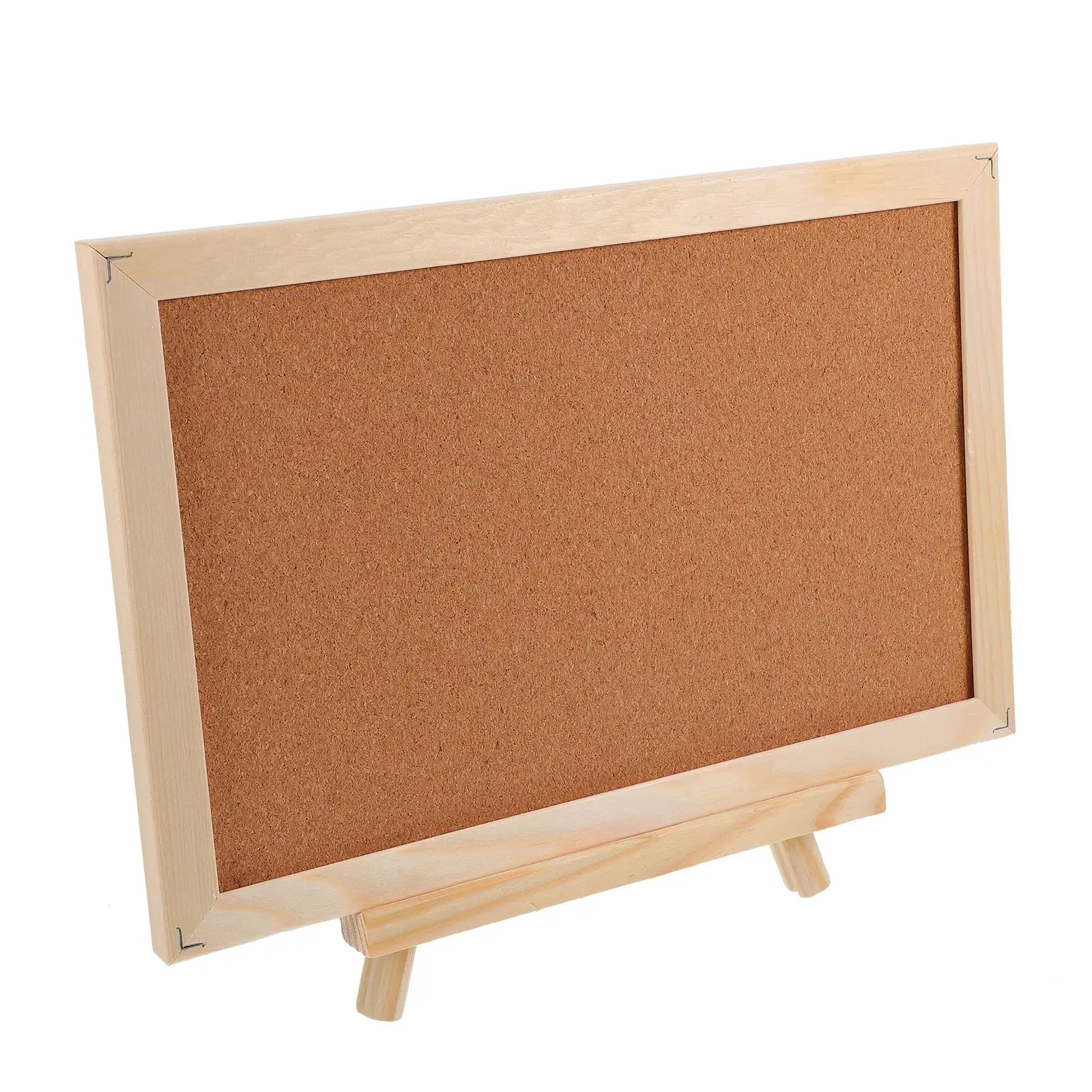 Memo Board Wooden Frame Note Office Stickers Desktop Cork with Stand Pine Bulletin