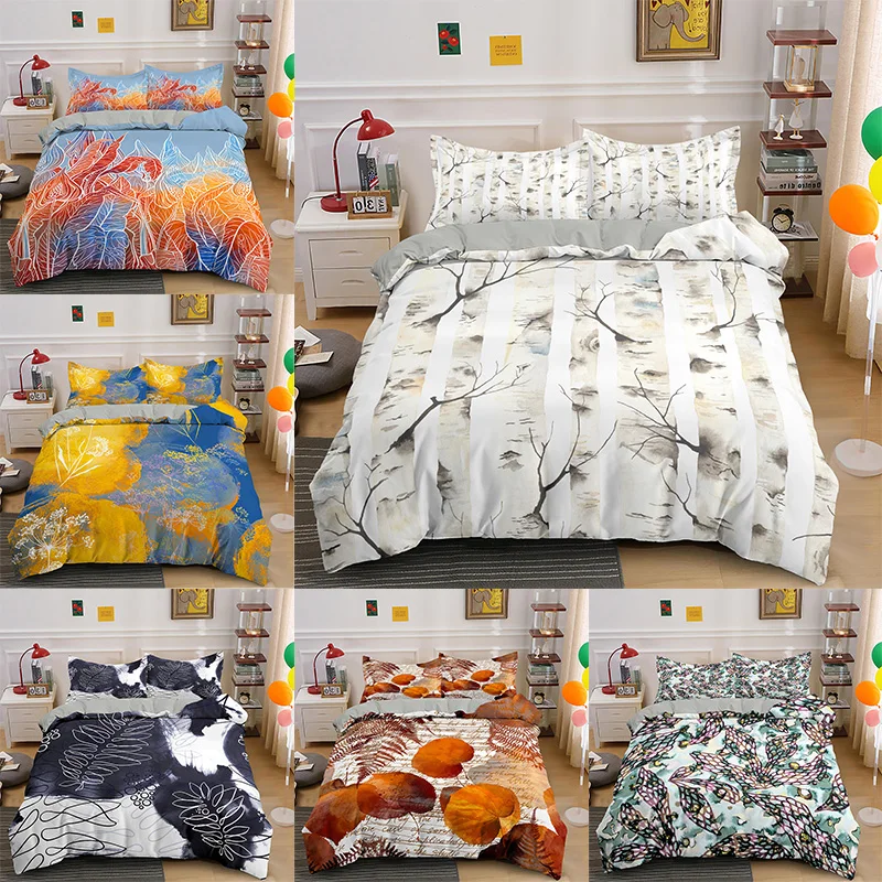 

Luxury 3D Bedding Set Leaves Plant Duvet Cover Set Comforter Bedding Set Bedlinen Pillowcase King Queen Full Twin Single Bed Set