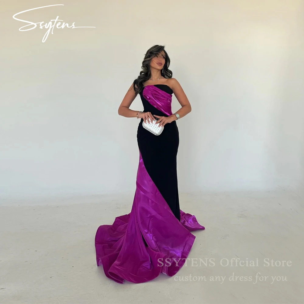 

SSYTENS Mermaid Prom Dresses for Women Strapless Evening Dresses Wedding Guest Dress Women Customized Satin Vestidos Para Mujer