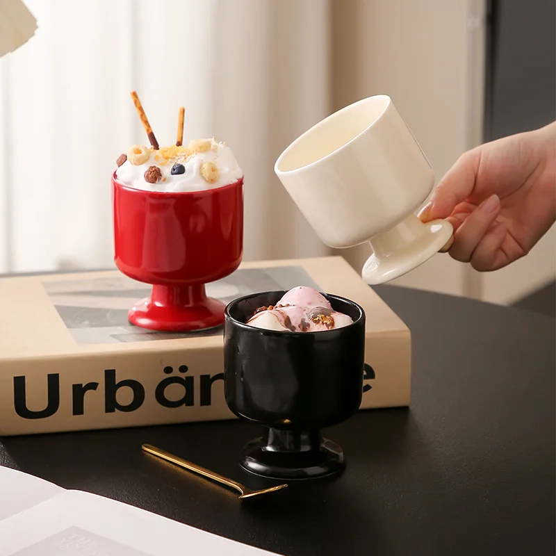 

Ceramic Tall Glass Ice Cream Pudding Ice Cream Cup, Household Candle Cup, Candlestick