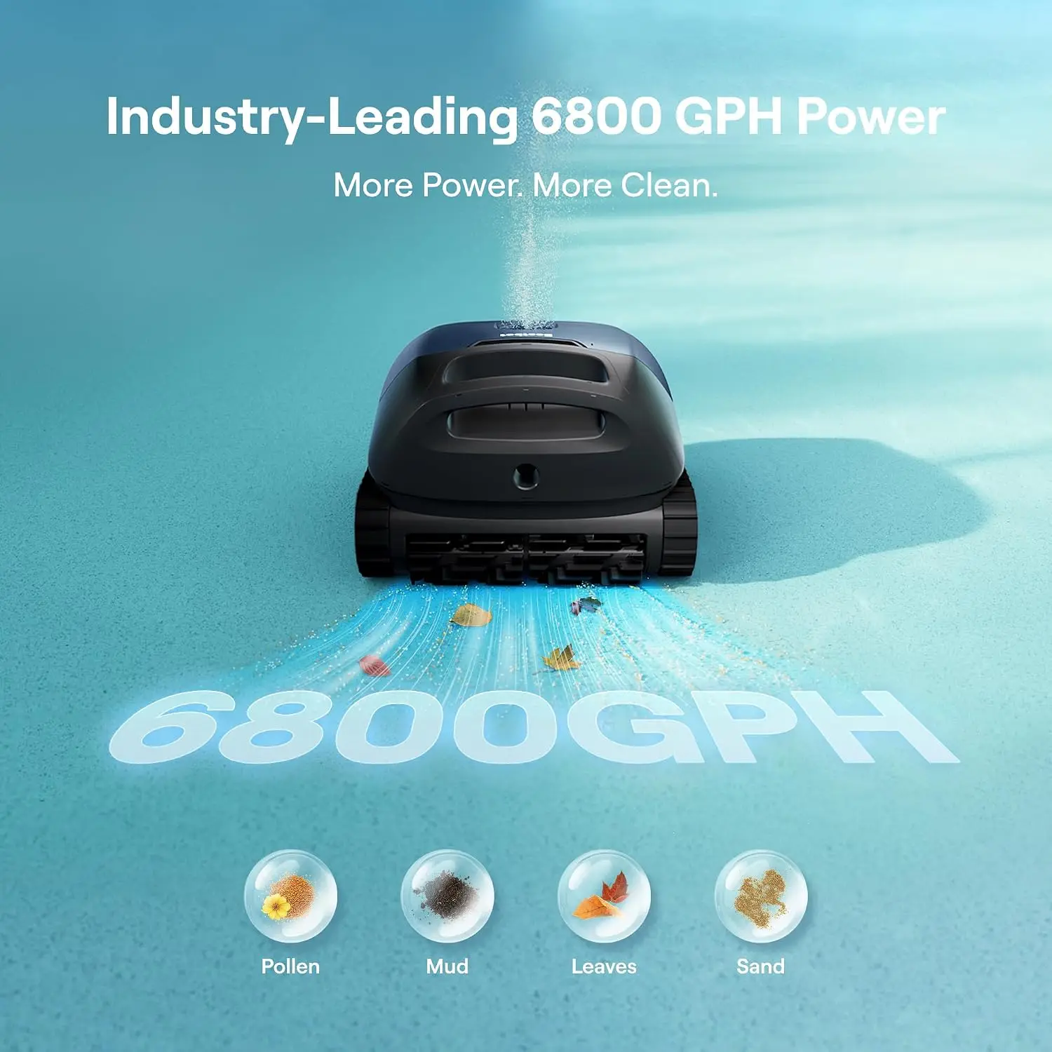 Beatbot Sora 10 Cordless Pool Vacuum Robot for Inground & Above Ground Pools, 6800 GPH Suction, Floor/Wall/Waterline view 2