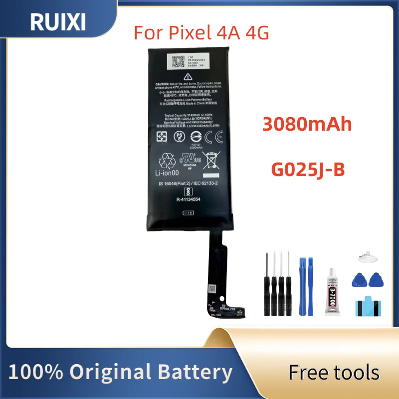 New Battery G025J-B 3080mAh For PIXEL 4A Mobile Phone Batteries + Free Tools