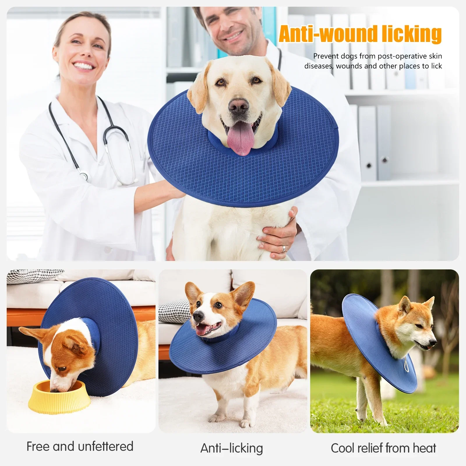 Dog Recovery Collar After Surgery Anti-Bite Lick Surgery Wound Adjustable Breathable Collar for Small Large Dogs Accessories