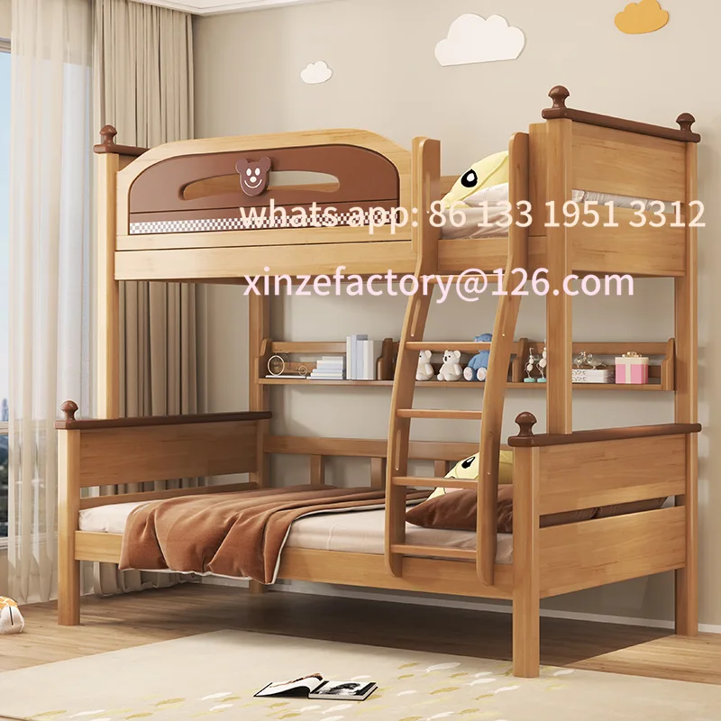 

Customizable full solid wood bunk high and low bed mother and child bed log bed double layer youth multi-functional small apartm