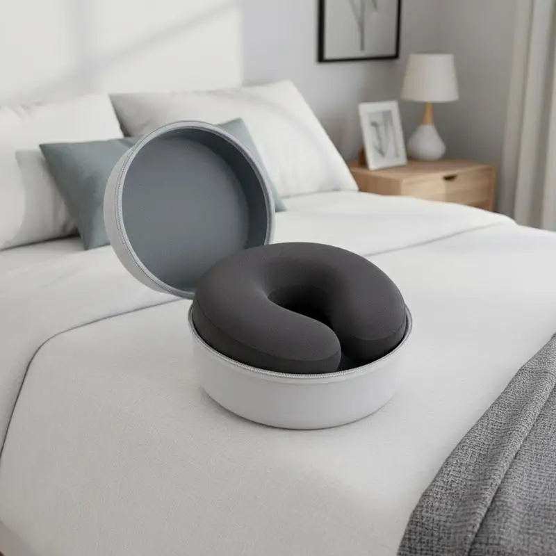 U Type Neck Pillow Case EVA Round Hard Storage Bag Noon Break Zipper Memory Foam Pillow Box Travel Accessories Portable