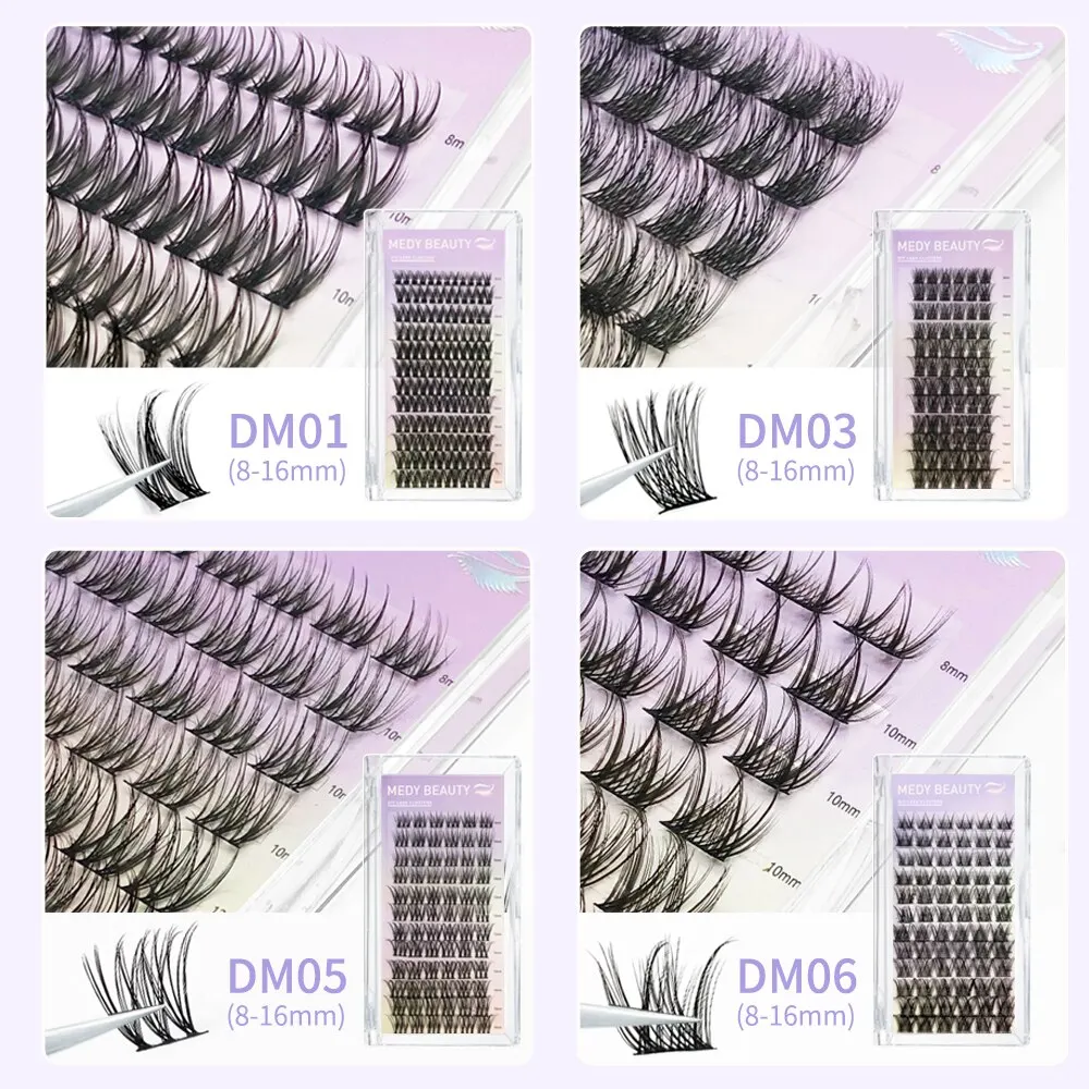 DIY 72 Clusters Lashes Mixed Tray Manga Eyelash Extensions Anime Soft Wispy Spiky Individual Lashes Cluster Home Mixing Length