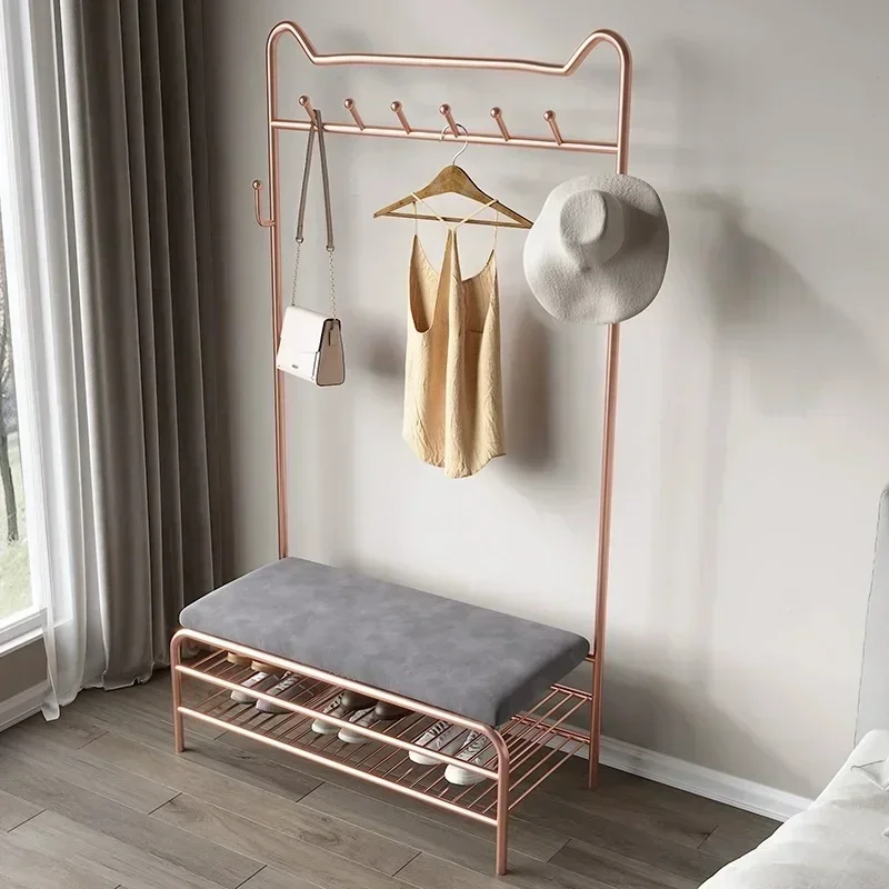 Innovative Hanging Clothes Rack  Door Storage Solution for Shoes and CapsIndoor Space Saving Shoe Stool Design Combining