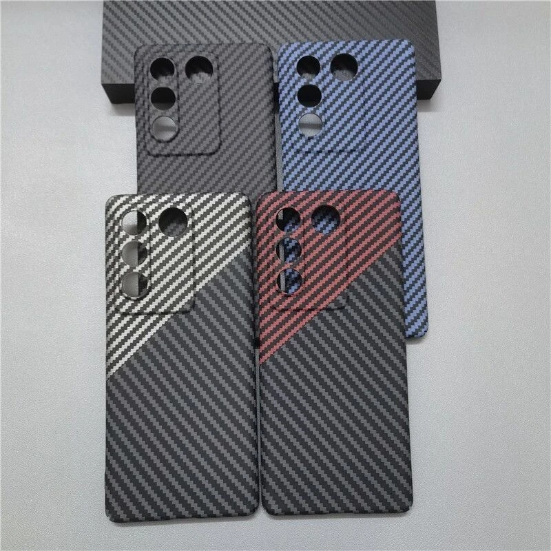 Matte Ultra Thin Hard Case For Vivo V27 Pro 5G Carbon Fiber Texture Pattern Phone Cover For Vivo V 27 V27Pro Funda Slim Bumper