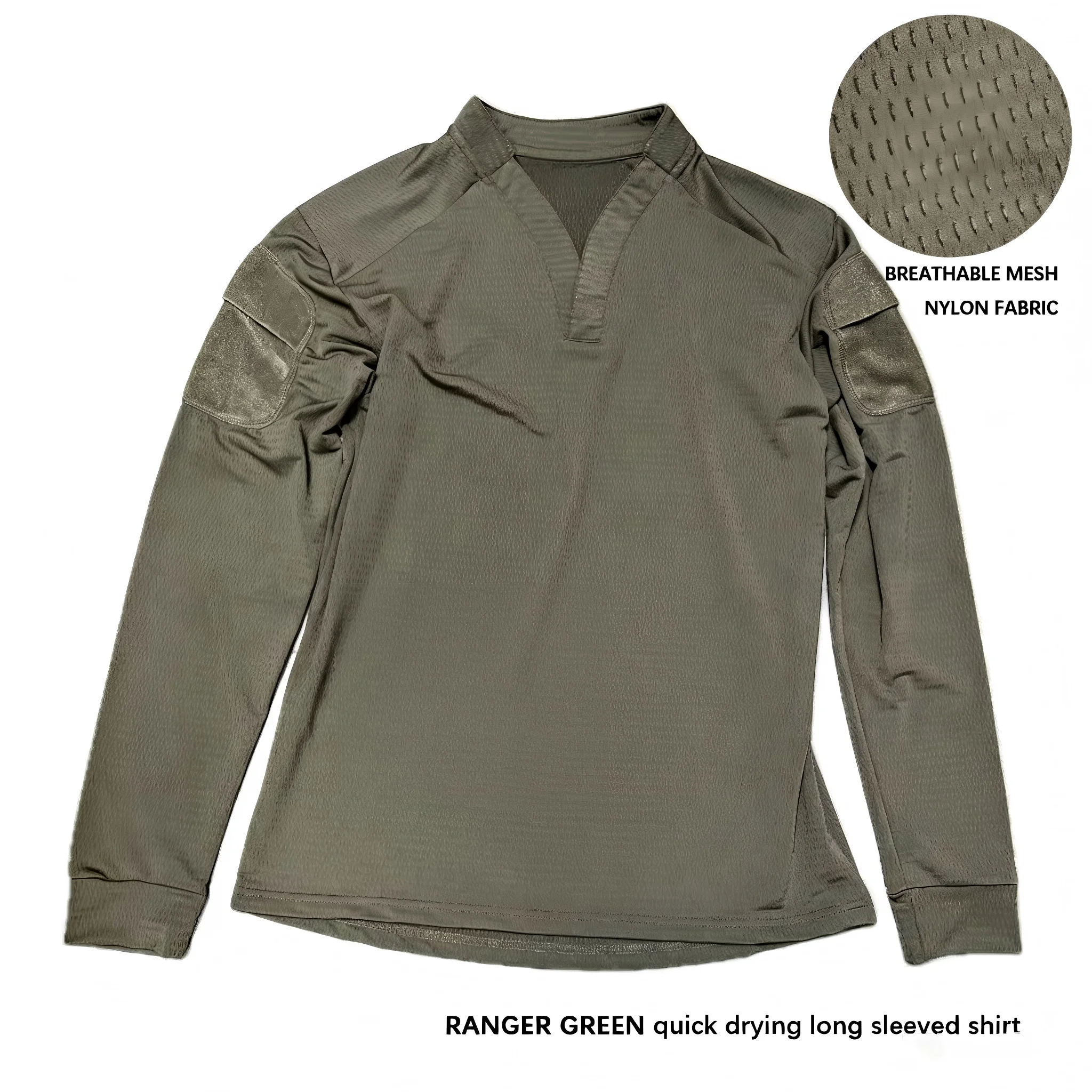 RG Cavalry Green VS Long Sleeve Tactical Outdoor Hiking Speed Drying Sweat Wicking V-neck T-shirt Ventilation Ice Feeling