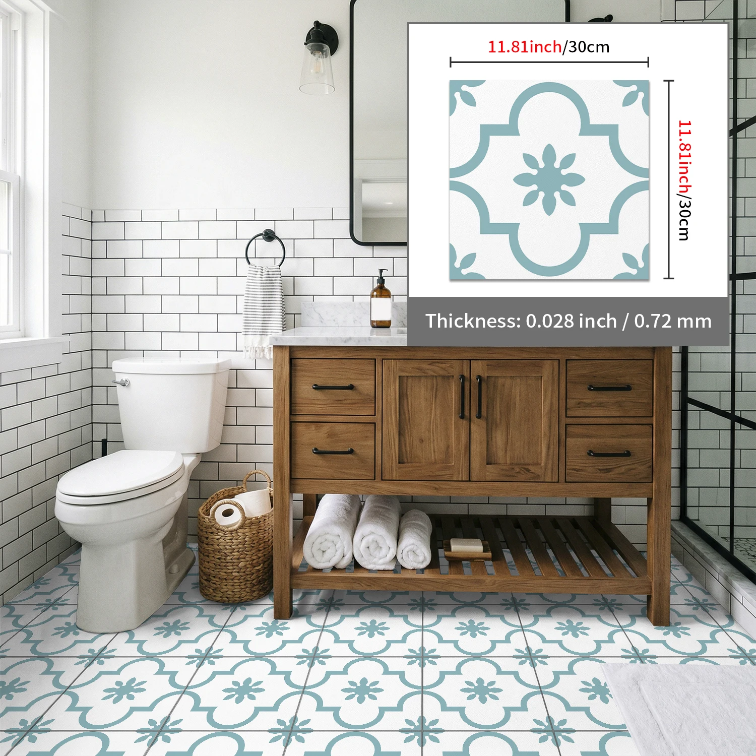 

Thick frosted matte waterproof self-adhesive tile sticker suitable for kitchen, bathroom, wall and floor decoration stickers