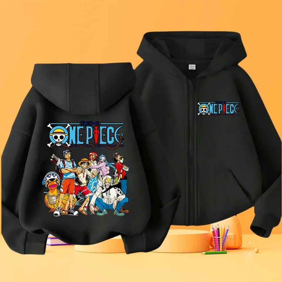 2024 Spring Autumn One Piece Hoodie for Boys Anime Luffy Hoodie Sweatshirt Kids Coat Baby Boys Girls Clothing Sudaderas