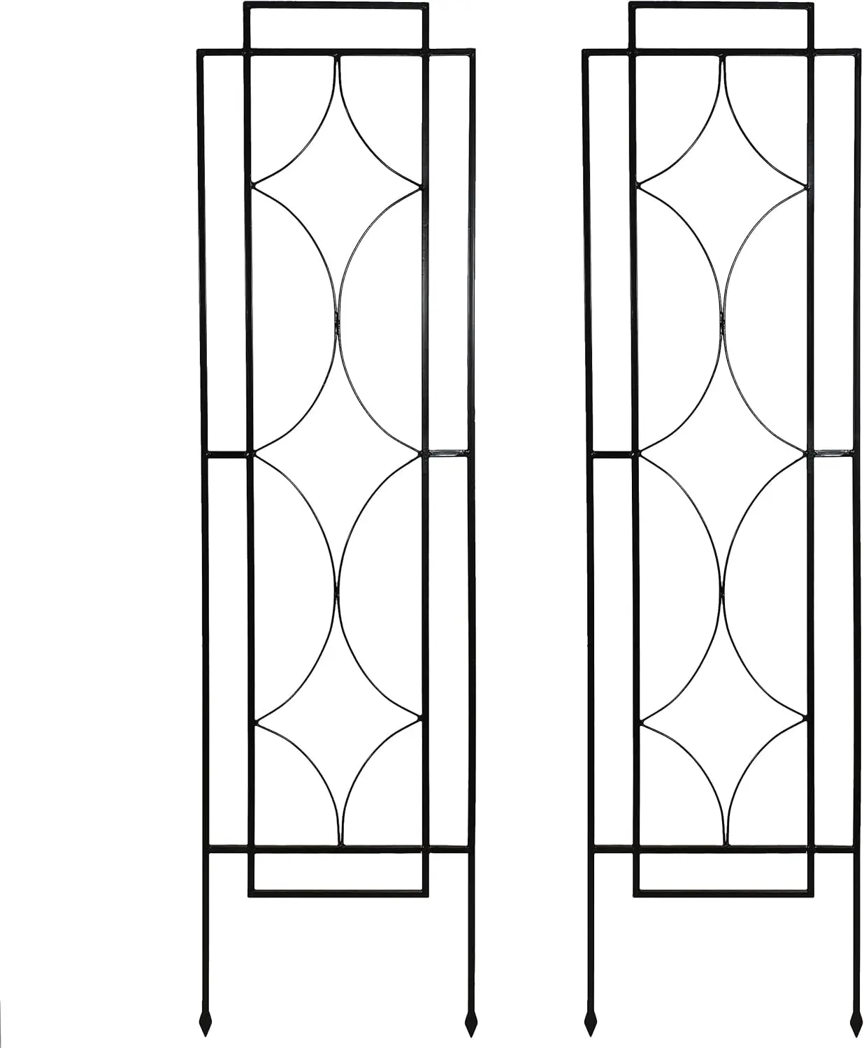 

Комплект из 2 шикарных металлических опор для вьющихся растений в виде ромбов – уличная подставка для цветов, высота 60 дюймов, черная