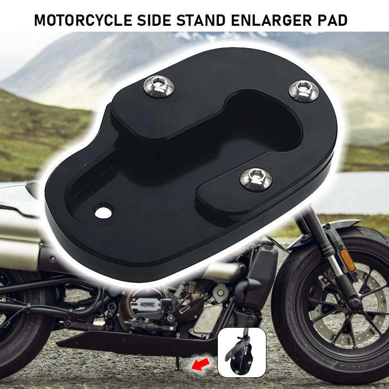 For Harley Sportster S RH1250 1250S 2021 2022 2023 Motorcycle Kickstand Extender Pad Side Stand Foot Enlarger Extension Kit